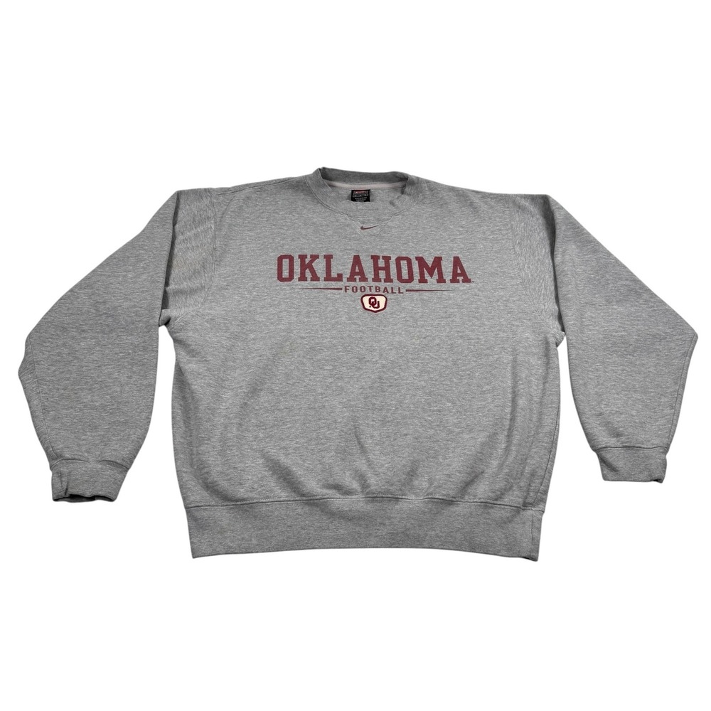 Oklahoma Sooners Sweatshirt Mens Medium Gray NCAA Football Nike Crewneck OU